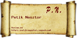 Petik Nesztor névjegykártya
